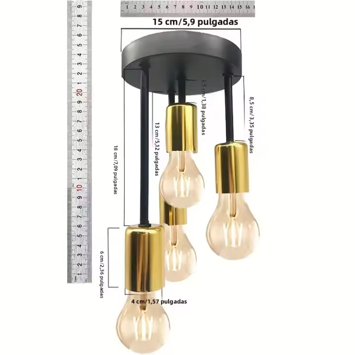 Modern Nordic Lámpara De Techo Para Restaurante En Negro Y Oro Cuatro Luces Simples Y Creativas Para Estudio Dormitorio Y Bar - 1