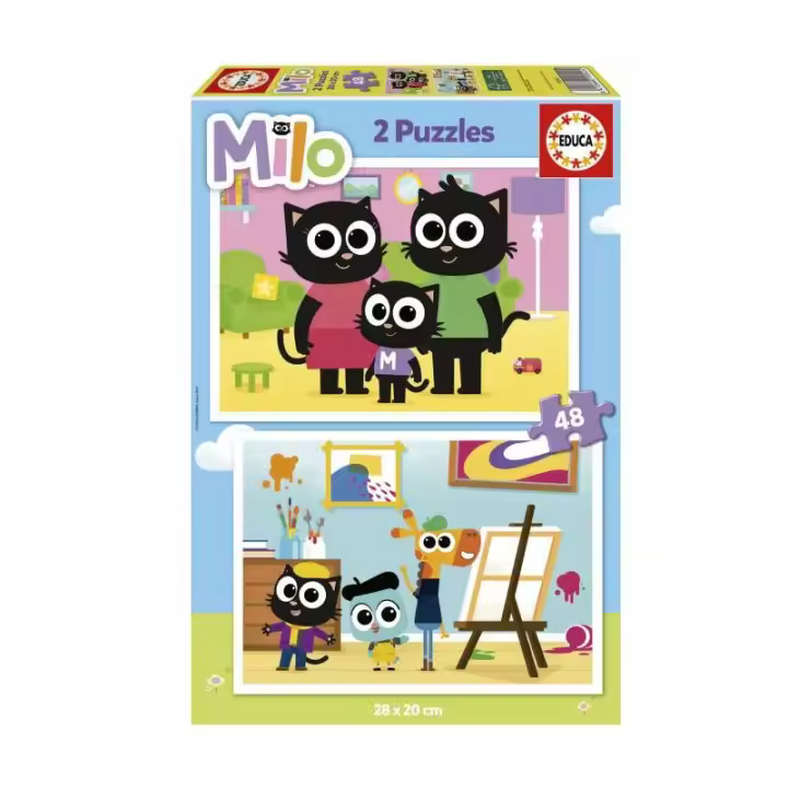 Puzzles 2x48 Piezas Milo de Educa - Rompecabezas con Clavijas - 1
