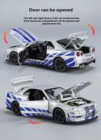 Modelo De Coche Deportivo GTR34 De 1:32 En Aleación De Metal Con Absorci\u00f3n De Choque De Cuatro Ruedas Luces Y Sonido Geniales Decoraciones De Escritorio - details 7