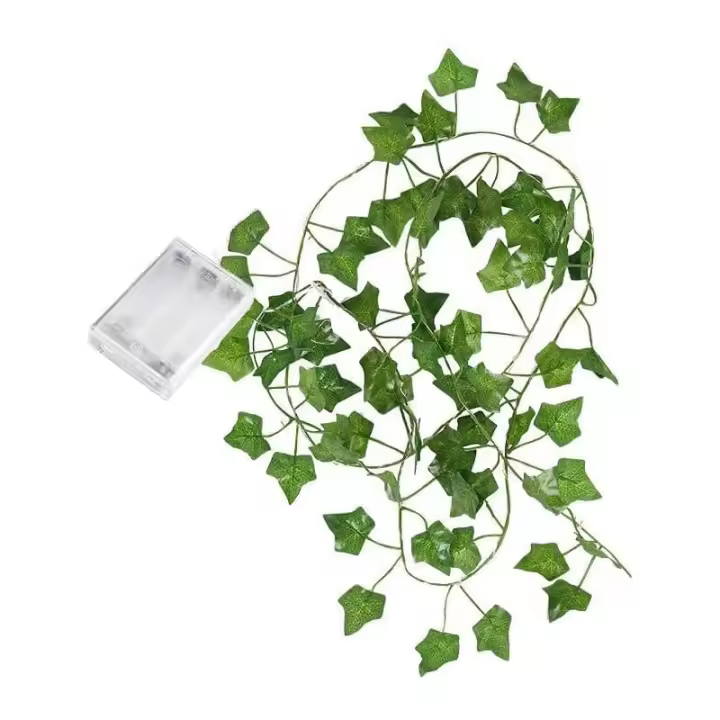 Luz De Cadena De Rattan Verde Hojas 10/5M Para Decoración De Pared Lámpara LED Para Jardín Aisles Iluminación De Bodas Y Fiestas Ambiente Strip - 1