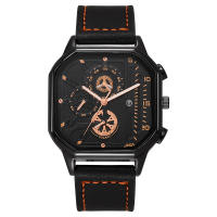 Reloj De Cuarzo Para Hombre Con Correa De Cuero Moda Casual Cuadrado Regalo Ideal Reloj De Pulsera Para Novio Sin Impermeable - details 0