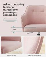 Study Chair, Swivel Chair, Adjustable Height, Load 110 kg, Steel Frame, Breathable Cotton-Linen Fabric, for Study, Bedroom, Pink - details 5