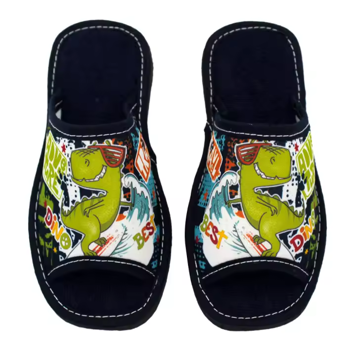 Zapatillas casa DINOSAURIO HERMI CH55  para niño con puntera abierta. Hechas en España - 1