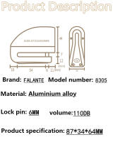 Cerradura De Freno Con Alarma Para Motocicleta Scooter Y Bicicleta De Aleación De Aluminio Impermeable Antirrobo Con Dos Llaves De Cobre - details 1