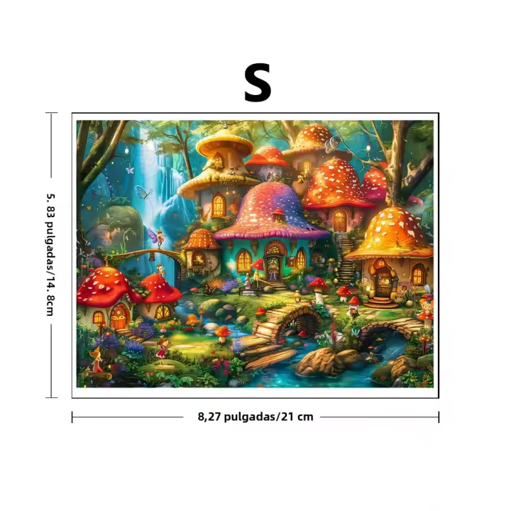 Puzzle De Madera Charming Mushroom Village Juego De Rompecabezas Para Adultos Y Adolescentes Adecuado Para Regalo - 1
