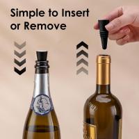 6PCS Tapon De Vino De Silicona Negra Con Anillo De Sellado Y Cima De Acero Inoxidable Adecuado Para Botellas De Vino - details 2