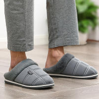 Pantuflas De Casa Para Hombre Talla Grande 50-51 Cuadros De Poliéster Espuma De Memoria Invierno Plush Interior Calientes Antideslizantes Negro - details 12