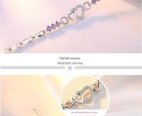 Pulsera de Zirconio Cristal Morado y Corazón de Plata 925 Joyería de Encanto para Mujeres Gift de Pulsera de Charme - details 3