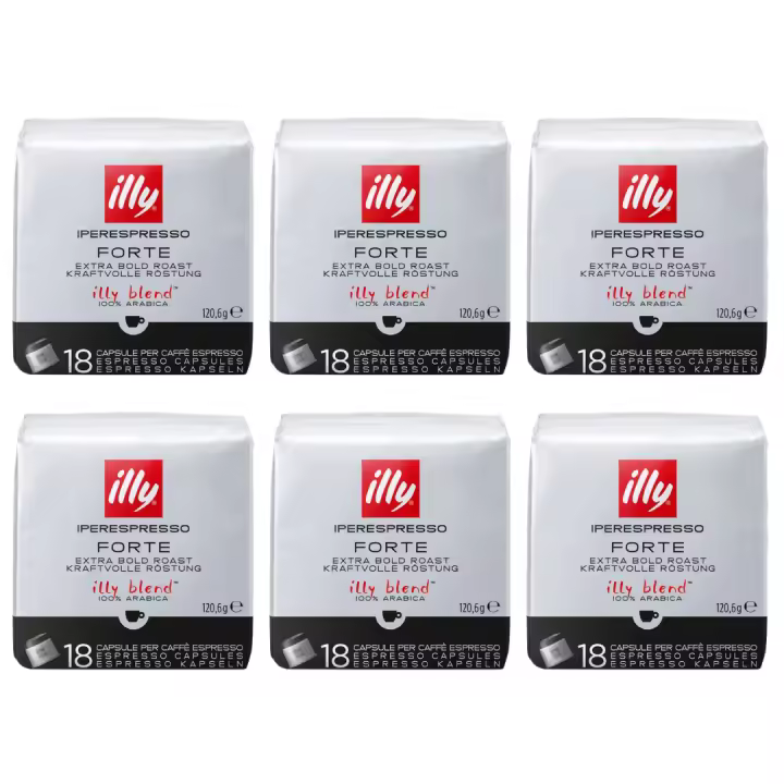 illy Cápsulas Café Iperespresso Tueste FORTE, 6 Pack de 18 Cápsulas, Total 108 Cápsulas - QUMIR - 1