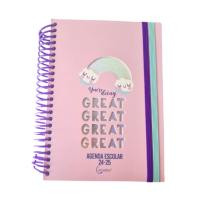 Agenda Escolar A5 2024/2025, A5, Anillas, Con Pegatinas, Separador, Paginas Horarios, Entregas, Tapa Color Rosa, Kiglam - details 0