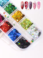 12 Grillas De Diseño Estelar De Cuatro Puntos Glitter Holográfico Para Uñas Adornos De Tela De Lentejuelas DIY Para Arte De Uñas - details 19