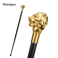 Bastón De Moda Con Manija De Cabeza De León Dorada Elegante Y Decorativa Para Fiesta 93cm Material De Acero Con Punta De Goma - details 3