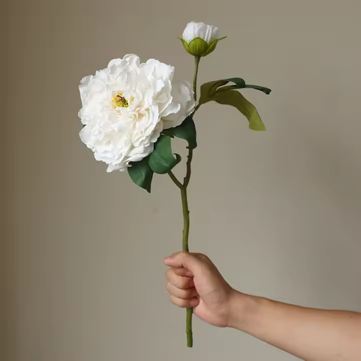 1PC Peonía Artificial De Lujo Con 2 Cabezas Para Decoración De Bodas Y Hogar Estilo Floral Silken Simulación Para Sala De Estar Porche Fiestas - 1