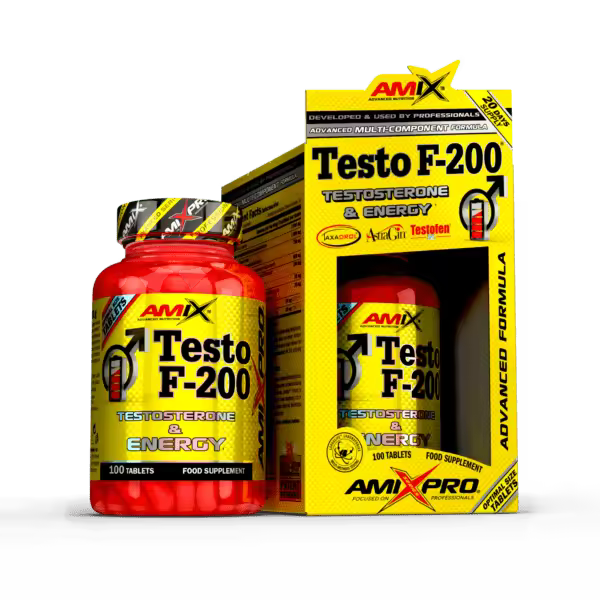 Amix TESTO F-200 100 tabletas testosterona, energía, fuerza, rendimiento, masa muscular, Tribulus Terrestris, extractos naturales, bienestar, suplemento deportivo - 1