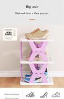 Estante Plegable Para Zapatos De Plástico Multi-Nivel Ahorro De Espacio Rack De Almacenamiento Desmontable Sin Instalación Requiere - details 4