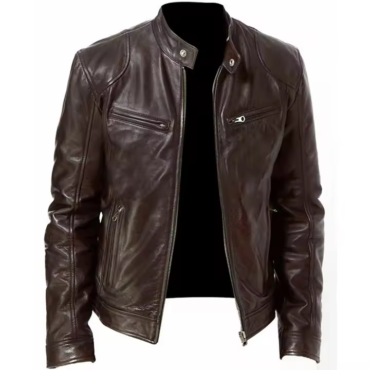 Chaqueta De Motocicleta Para Hombre PU Cuero Negro Moto Motocross Ciclismo De Primavera Otoño Ropa De Carreras Tallas S-5XL - 1