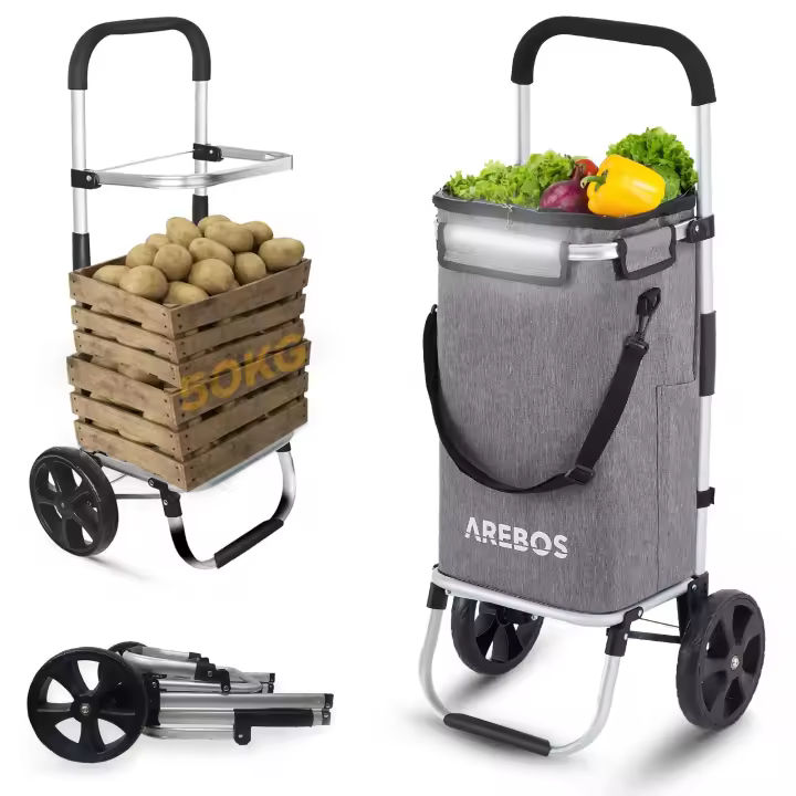 AREBOS 3en1 Carro de compra plegable Scooter de compra Capacidad 50 Kg - 1