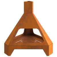 vidaXL Hoguera con Chimenea 50x43x52 cm Acero envejido - details 0