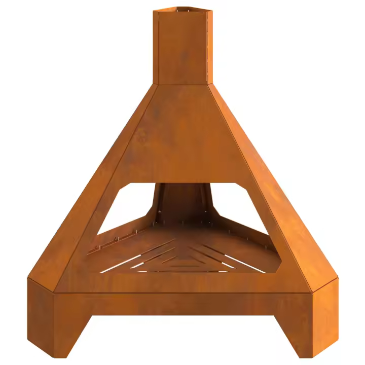 vidaXL Hoguera con Chimenea 50x43x52 cm Acero envejido - 1