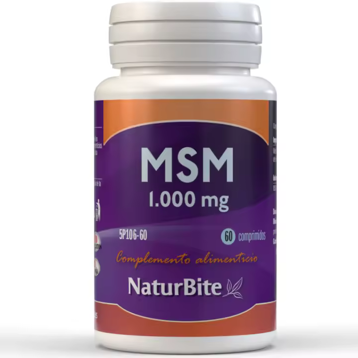 Naturbite MSM 1000mg 60 Tabl. - Reducción Dolor E Inflamación, Producción Colágeno, Mejora Sistema Inmunológico, Salud Digestiva - 1