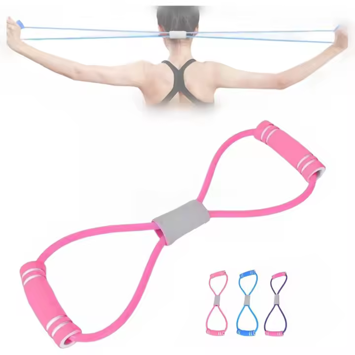 Banda de resistencia Saludea con asas, banda de resistencia en forma de 8, bandas de ejercicio para brazos Saludea en forma de 8, para entrenamiento de fuerza y estiramiento - 1
