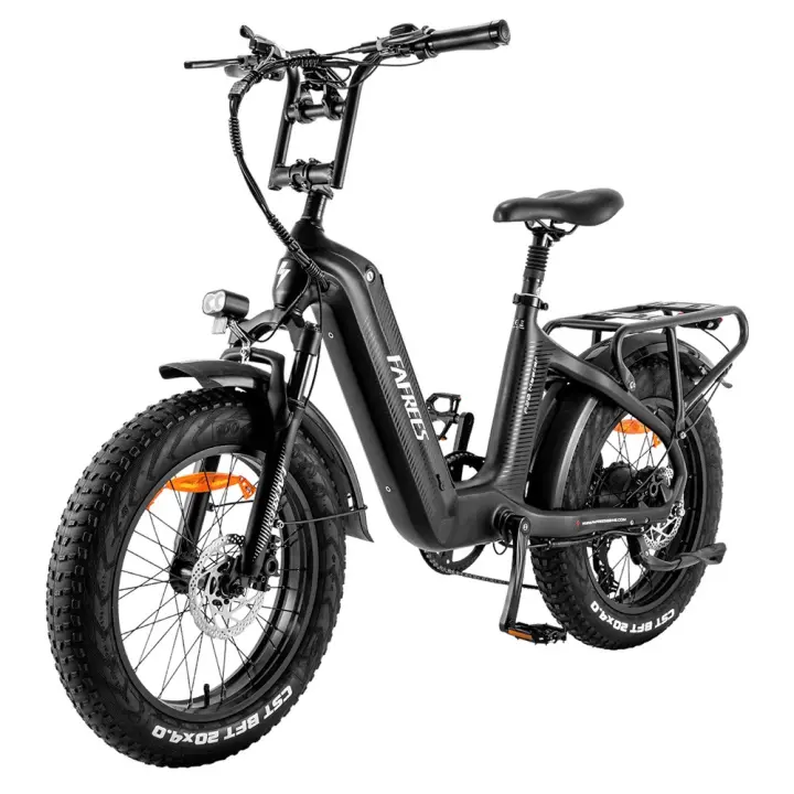 Bicicleta eléctrica Fafrees F20 Master Neumático de aire de 20 * 4,0 pulgadas Tracción trasera de 500 W 25 km / h Velocidad máxima 48 V 22,5 Ah Batería Samsung Alcance de 140-160 km Frenos de disco hidráulicos Cuadro de fibra de carbono - Negro - 1