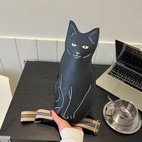 Bolso Bandolera De Cuero PU Negro Con Estampado De Gato Mujer Estilo Coreano Con Correa Ancha Bolso De Pecho Para Mujer Moda - details 9