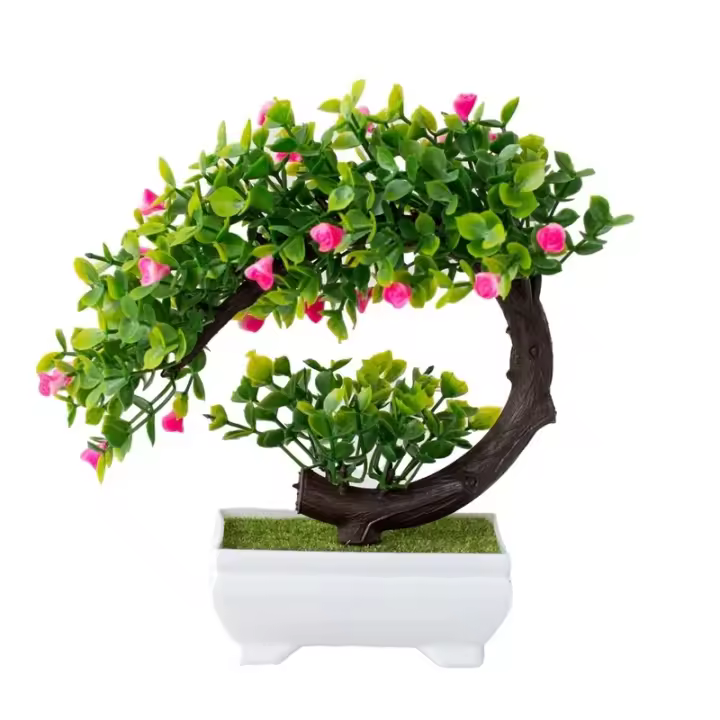 Planta Artificial De Bonsái Para Interior Y Exterior Decoración De Mesa Para Habitación Y Dormitorio Jardín Simulación De Árbol De Rattan - 1