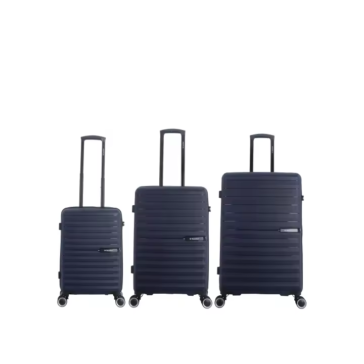 SAXOLINE Set de 3 maletas, colección Fiesta, color azul, material polipropileno, tamaño S, M y L, 41L / 72 L / 107 L, 2.7kg / 3.4kg / 4.4kg - 1