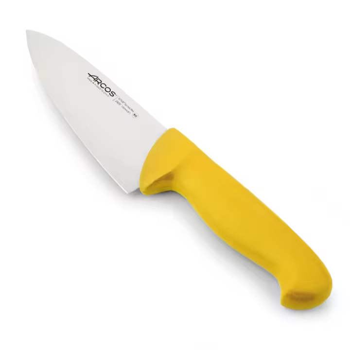 Arcos Cuchillo Chef Acero Inoxidable Nitrum y Hoja 150 mm. Cuchillo cocina profesional multipropósito. Mango ergonómico polipropileno. Serie 2900. Color amarillo. - 1