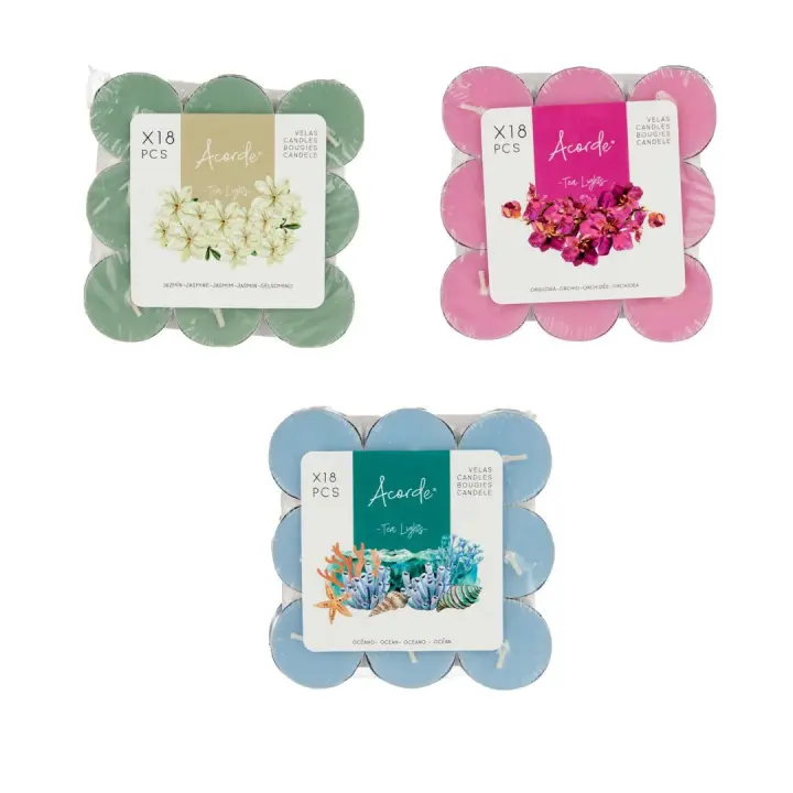 Buscodecor - Velas Aromáticas de Té. Pack de 54 Velas en 3 Fragancias: Jazmín, Orquídea y Océano - 1