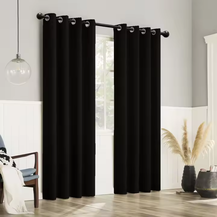 Cortina De Ventana Aislante Térmica Para Dormitorio Y Sala De Estar 1 Pieza Bloqueo De Luz Y Reducción De Ruido Decoración De Hogar Material 100% Poliéster Clásico Estilo Sin Ataduras - 1