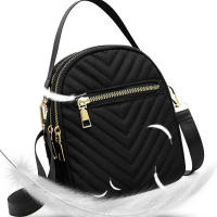 Bolso Bandolera Para Mujer Con Varios Bolsillos Y Pouch De Teléfono Móvil Color Sólido Bolso De Hombro Con Bordado En Cuadrícula Versátil - details 17