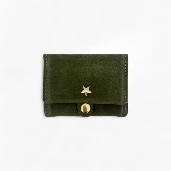 carteras para mujer,monedero ,cartera Pequeña de Piel Ante – Minimalista, Ligero y Multifuncional,Diseño Elegante con estrella, regalo para mujer, tarjetero regalo mujer,para tarjetas, billetes y monedas - 1