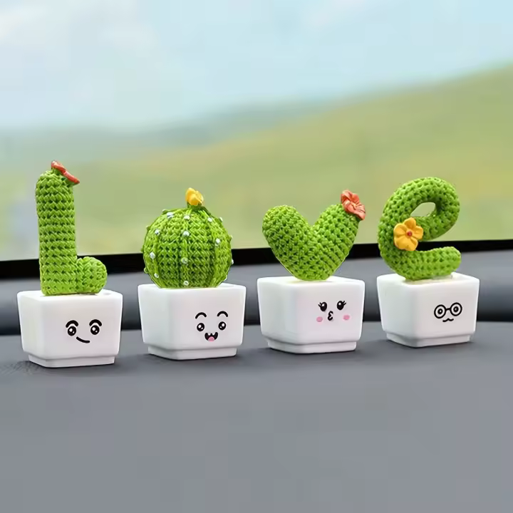 Juego De 4 Suculentas De Resina Miniatura De Cactus Para Decoración De Coche Oficina Hogar Sala De Estar Accesorios De Jardín Faeiro - 1