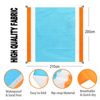 Estera de playa impermeable para acampar al aire libre estera de picnic 210 * 200 cm [costuras naranjas, blancas y azules] - details 2
