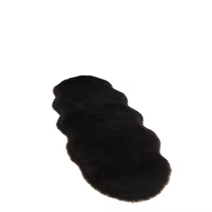 Carpetas De Pelo Suave Imitación De Lana Negra Ondulada Para Mejorar El Hogar Alfombra Para Piso De Habitación Infantil Antideslizante Y Resistente Al Desvanecimiento Alfombra Para Interior - 1