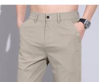 Pantalones Casuales Para Hombre De Seda Helada Verano Alta Elasticidad Suave Cómodo Negocios Rectos De Alta Calidad Talla Mediana Color Caqui - details 17