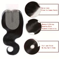 Cierre De Encaje De Onda Corporal Solo Cabello Humano 2x1 & 4x1 T Parte Encaje De Pelo Remy Brasileño Transparente 150% Densidad Longitud 12-22 Pulgadas - details 1