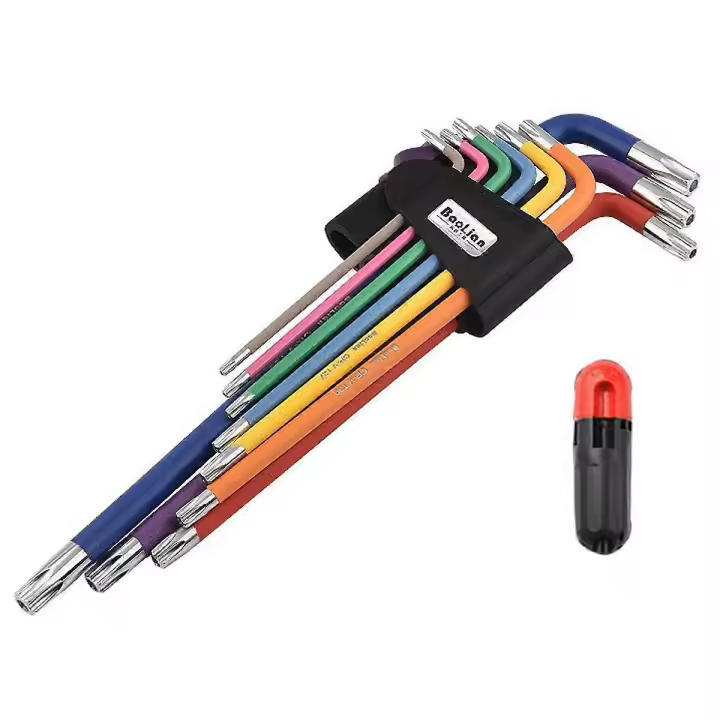 9pcs Multicolor L Wrench Set Torx Key Set Star Wrench Long Arm Chrome Vanadium Steel Industrial Grade Torx Wrench Allen Key - 1