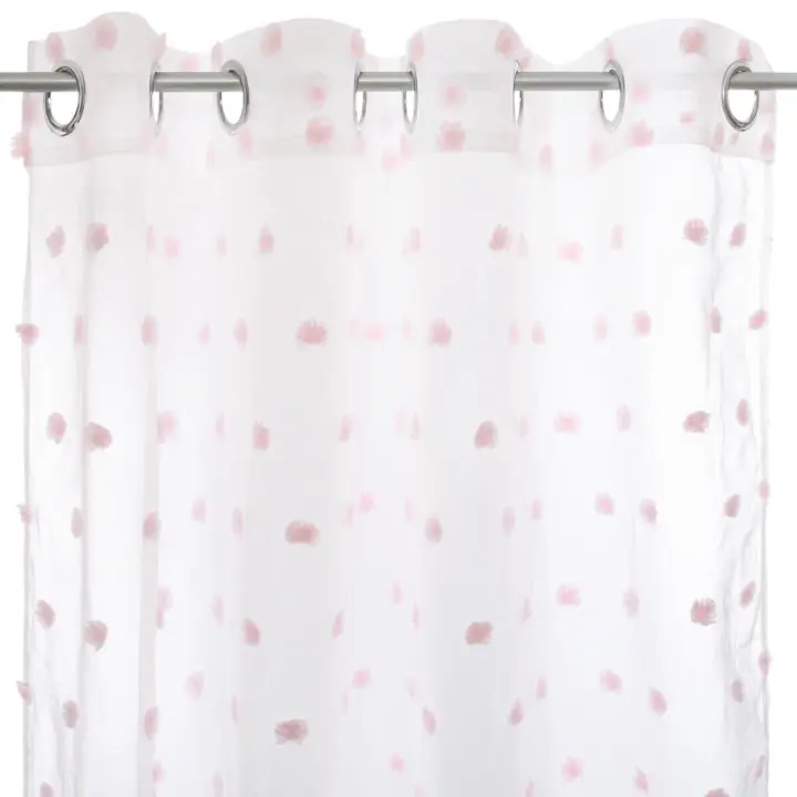 Atmosphera Cortina Infantil Blanca y Rosa con Pompones de Poliéster 140x240 Cm - 1