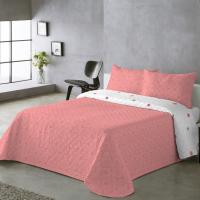 UNIFABRIC HOME TEXTIL Colcha Bouti Primavera Verano Reversible Color Coral Mod.ROCIO Cama 90 ,105,135 y 150 Ligeras y Suaves ,Incluye fundas de cojín,Termosellada No hace bolitas y fácil planchado - details 1
