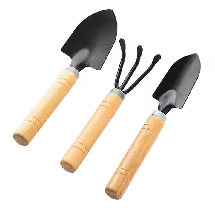 Juego De 3 Piezas De Herramientas De Jardinería Con Mango De Madera Shovel Rake Multifuncional Para Plantas Bonsái Del Hogar - 1