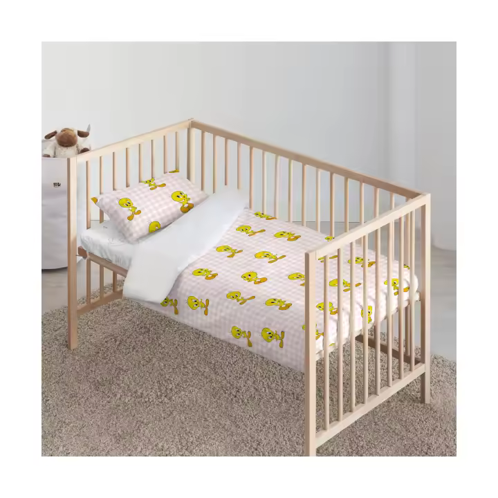 BL Belum Funda Nórdica Cuna 100% Algodón Orgánico Tweety Vichy Pink - 1