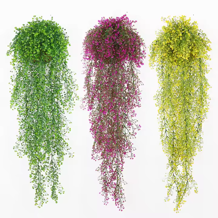 2pcs Vinatera Artificial De Iva Verde Falsa Para Decoración De Jardín Y Hogar Hojas De Willow Rattan Plásticas Colgantes Para Aire Acondicionado - 1