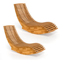Outsunny Pack de 2 Sillas Mecedoras de Jardín de Madera, Mecedoras para Exterior Ergonómica Plegables con Diseño Listonado, para Balcón, Terraza, Patio, Carga 120 kg, 60x156x77 cm, Natural - details 5