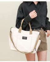 Bolso De Hombro Único De Lona Para Mujer Estudiante Capacidad Grande Estilo Minimalista Urbano Diagonal Cruzado Ecológico - details 2