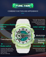 Reloj Deportivo Para Hombre SNADA 2025 Resistente Al Agua Con Pantalla Dual Fluorescente Y Cuarzo Digital Resina Correa Bucle Estilo Sport - details 6
