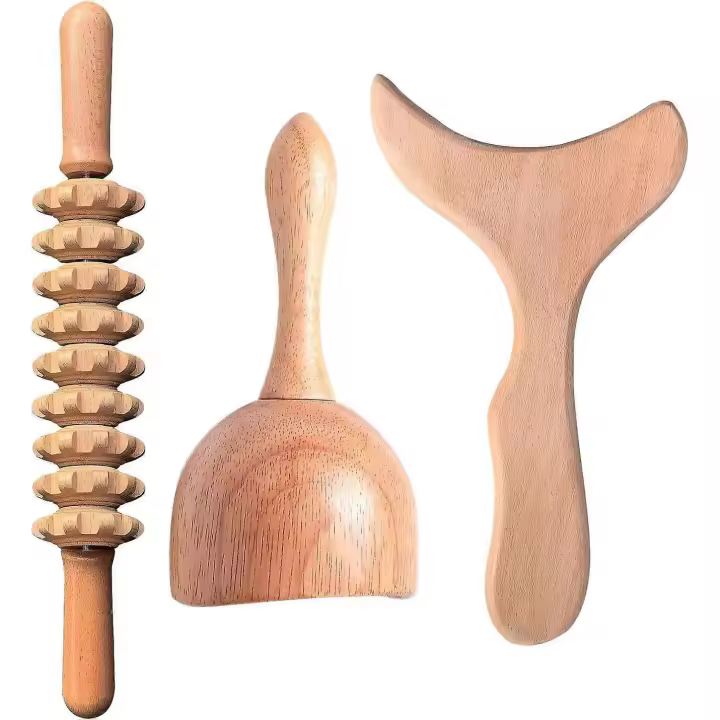TK Herramientas de masaje de Therapy de Madera profesional 3-en-1 Kit de maderotherapy masajeador de Madera de Drenaje lympático - 1