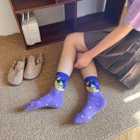 Calcetines Medio Tubo Disney Sanrio Kuromi Para Mujer Color Morado Algodón Peinado Dibujos Animados Lindos Hechicera Calcetines - details 35